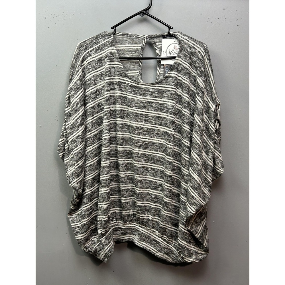 Blu Heaven Shirt Womens Large Black Striped Dolman Keyhole Made in USA‎ 1270H7